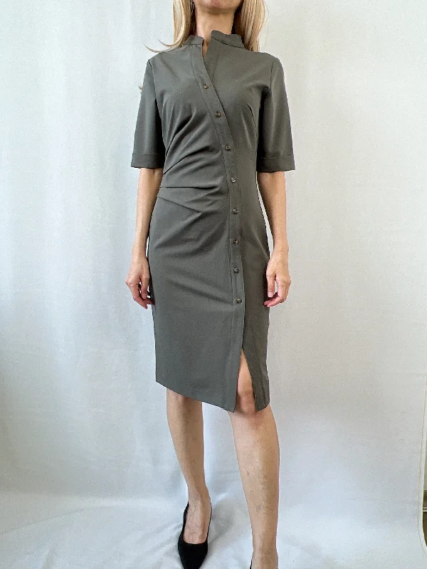 Beta Fitted Shirt Dress in Olive Cute Shirt Dress