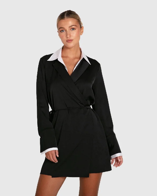 Make Me Feel Layered Shirt Dress | Women | Black/White Button Front Shirt