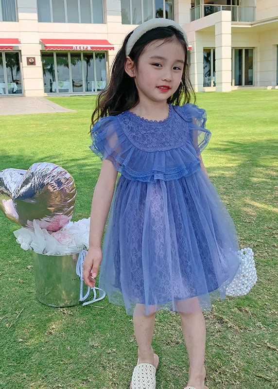 New Purple Ruffled Patchwork Tulle Kids Girls Princess Dresses Summer Tulle Dress Dazzle