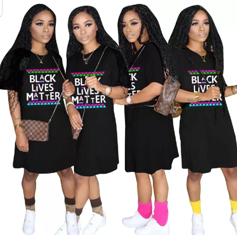 Black Lives Matter T-shirt Dress Stylish Button Shirt