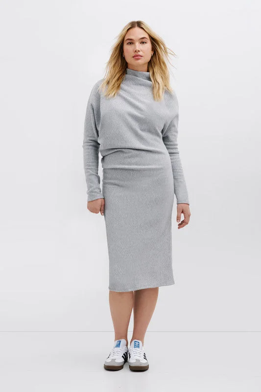 Gaia Sweatshirt Dress | Melange Grey Elegant Button Shirt