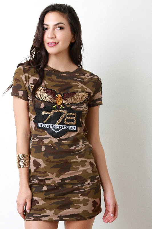 Camo Eagle 778 Patch Shirt Dress Modern Button Shirt