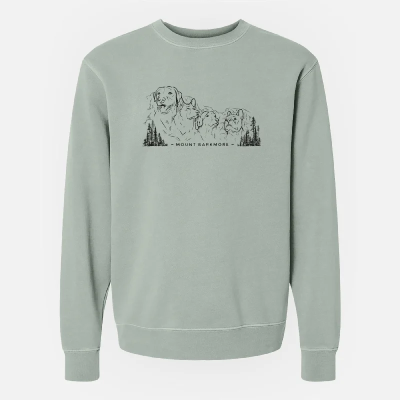 Mount Barkmore - Dog Tribute - Unisex Pigment Dyed Crew Sweatshirt Printed Hooded Sweatshirts