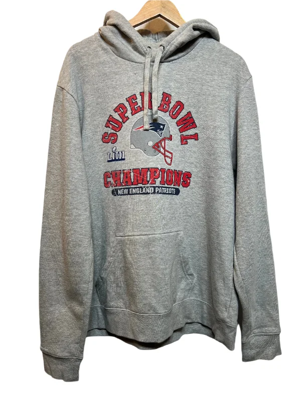 Patriots Mens Grey Hoodie (Size XL) Cotton Hoodie Sweatshirt