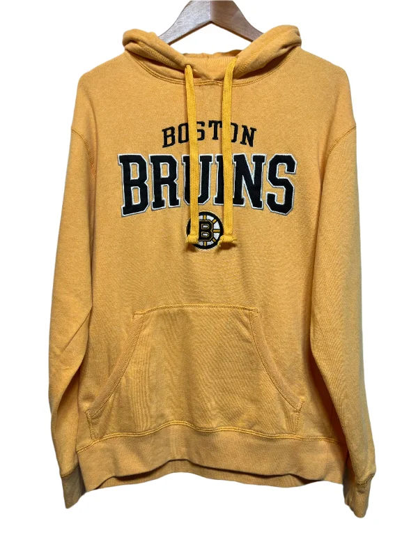 NHL Boston Bruins Mens Yellow Hoodie (Size M) Cozy Zip Hoodie