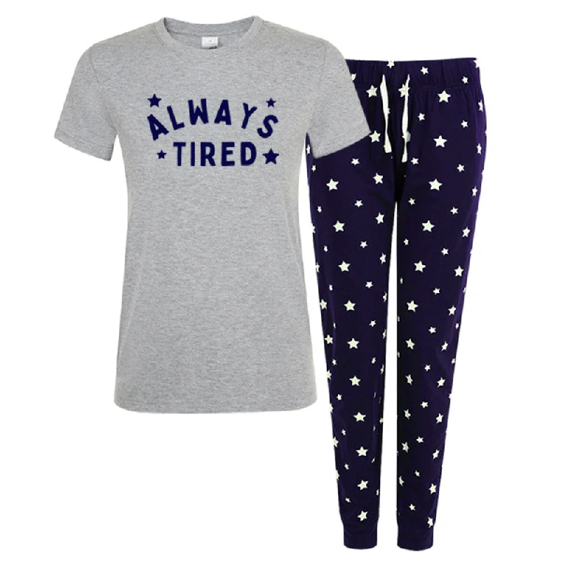 Always Tired Womens Star Pyjamas Personalized pajama sets