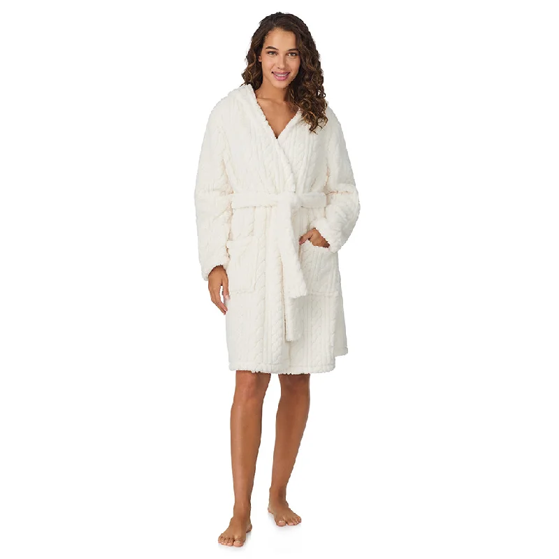 Cable Jacquard Sherpa Wrap Robe with Hood Couple pajama sets