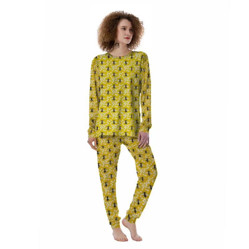 Honeycomb Bee Print Pattern Women's Pajamas Lightweight pajama sets