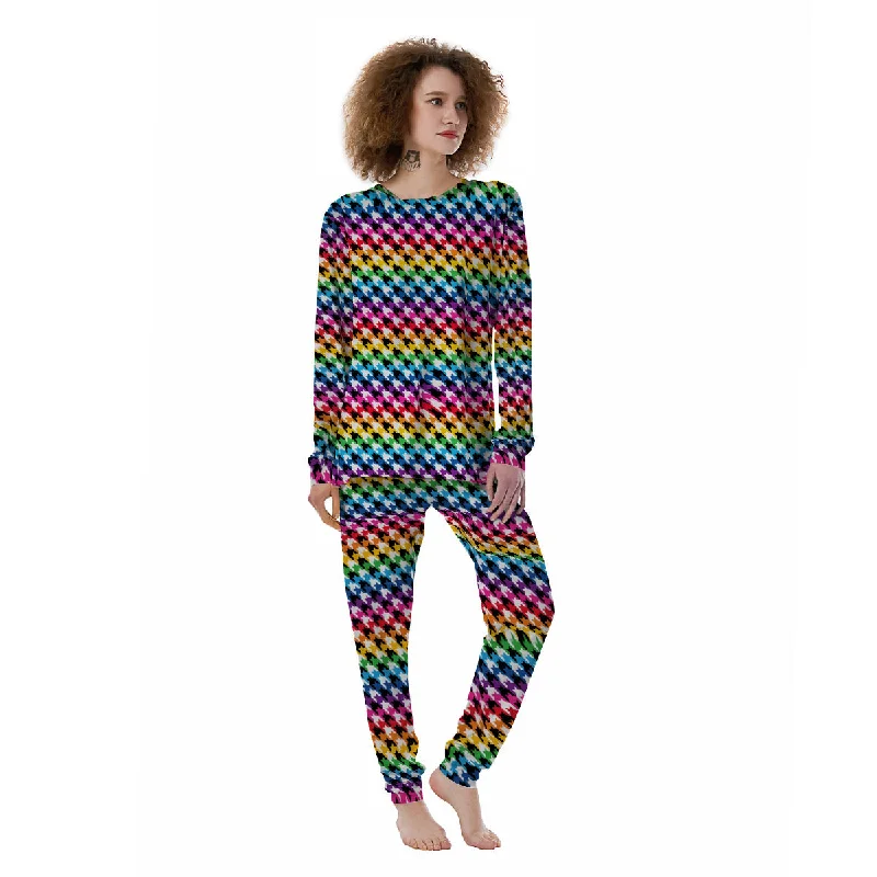 Houndstooth Rainbow Pride Print Pattern Women's Pajamas H&M pajama sets