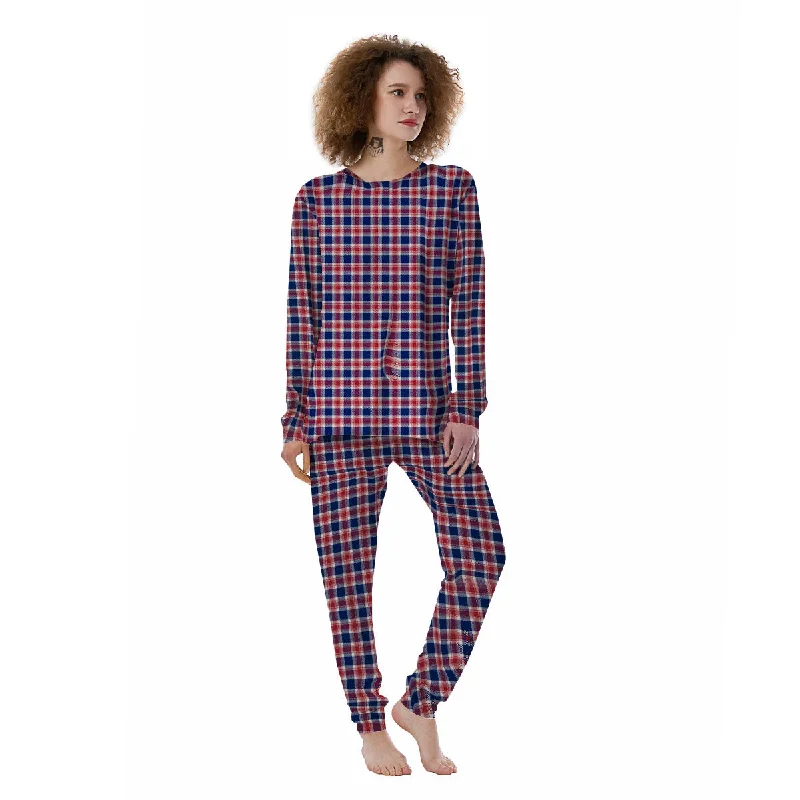 Independence Day American Plaid Print Women's Pajamas Unisex pajama sets