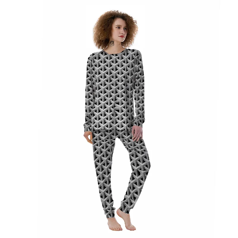 Industrial Raster 3D Print Pattern Women's Pajamas Spa pajama sets