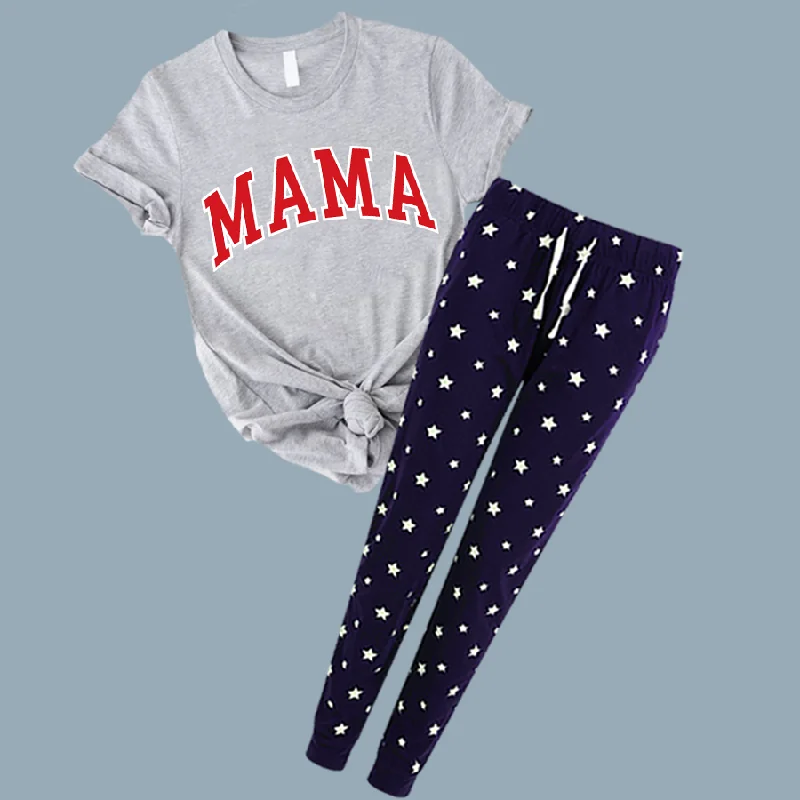 Mama Essential Varsity Women's Navy Star Pyjamas Minimalist pajama sets