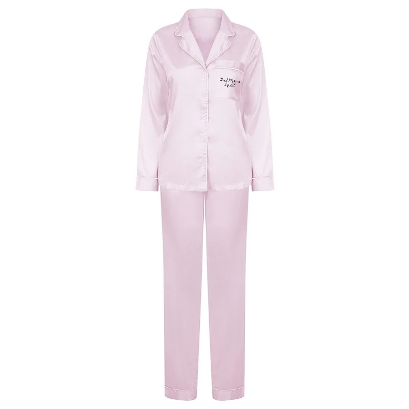 Tired Mama Squad Satin Long Pyjamas Velvet pajama sets