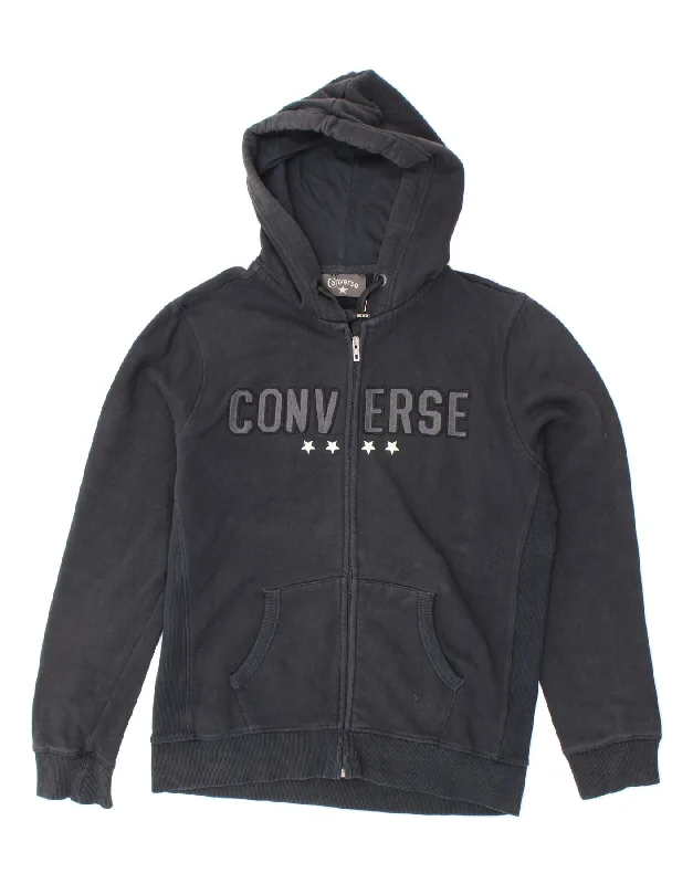 CONVERSE Womens Graphic Zip Hoodie Sweater UK 20 2XL Black Cotton Best sweaters for layering