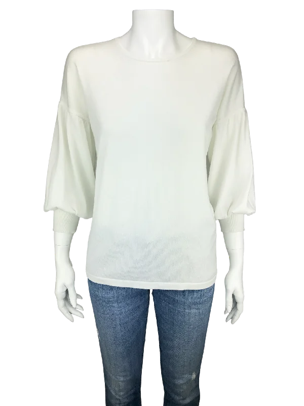 J. McLaughlin, Women's Balloon-Sleeve Sweater, Ivory, Size M Discounted sweaters