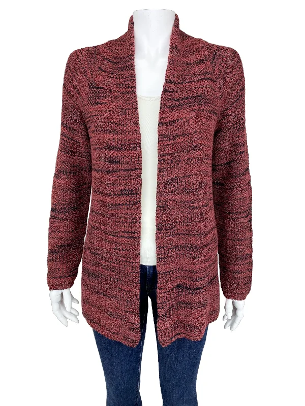 Nic+Zoe, Women's Boucle Open Cardigan Sweater, Deep Rose/Black, Size M Party sweaters