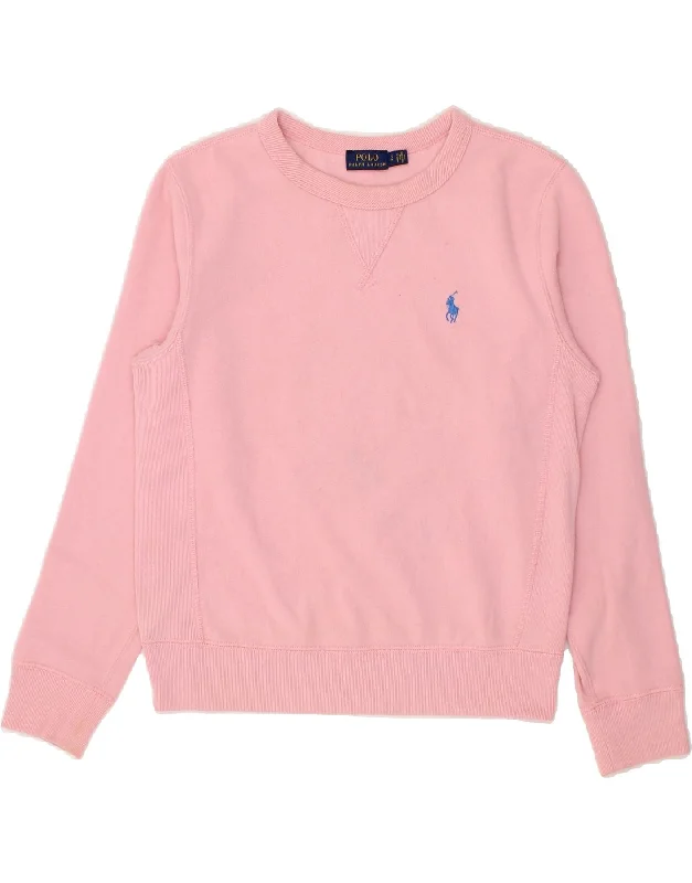 POLO RALPH LAUREN Womens Sweatshirt Jumper UK 10 Small Pink Cotton Best sweaters for cozy nights