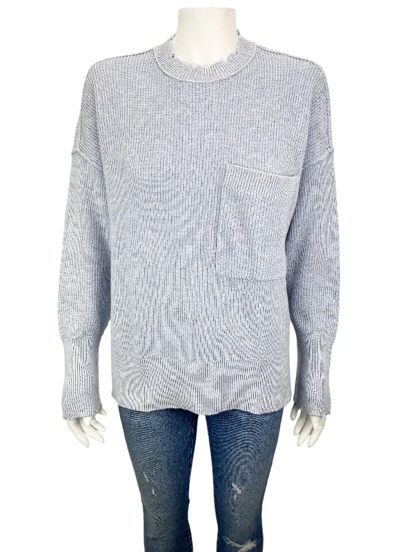 Revolve Pistola Women's Darya Distressed Sweater Light Blue Size S Fashionable sweaters