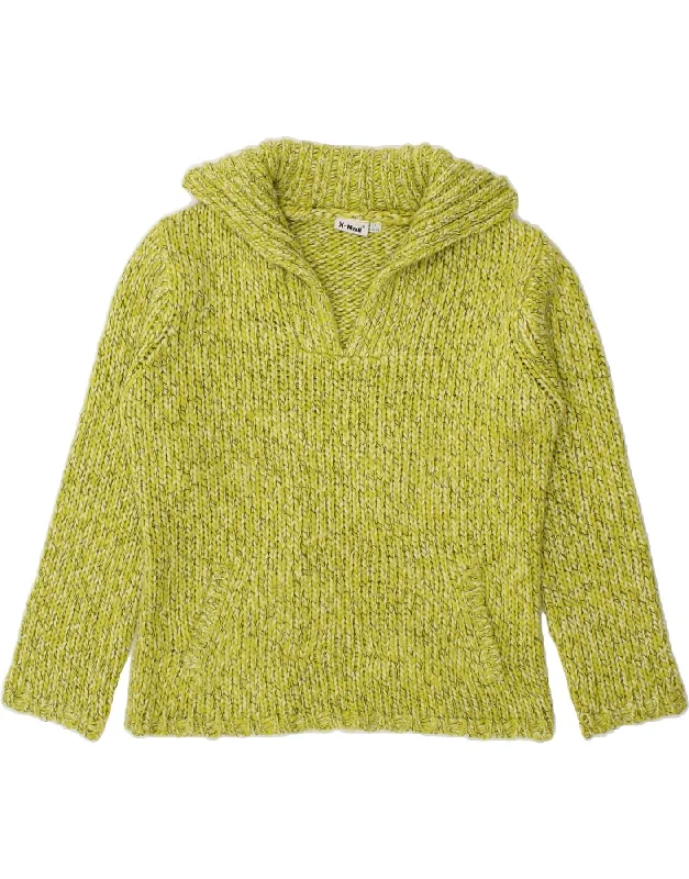 VINTAGE Womens Polo Neck Jumper Sweater EU 40/42 Large Green Flecked Wrinkle-resistant sweaters