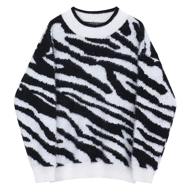 Zebra Print Knit Sweater Women's sweaters