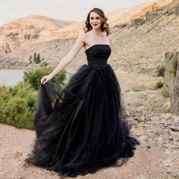 Gothic Tulle Enchantment Wedding Dress Romantic Satin Dress