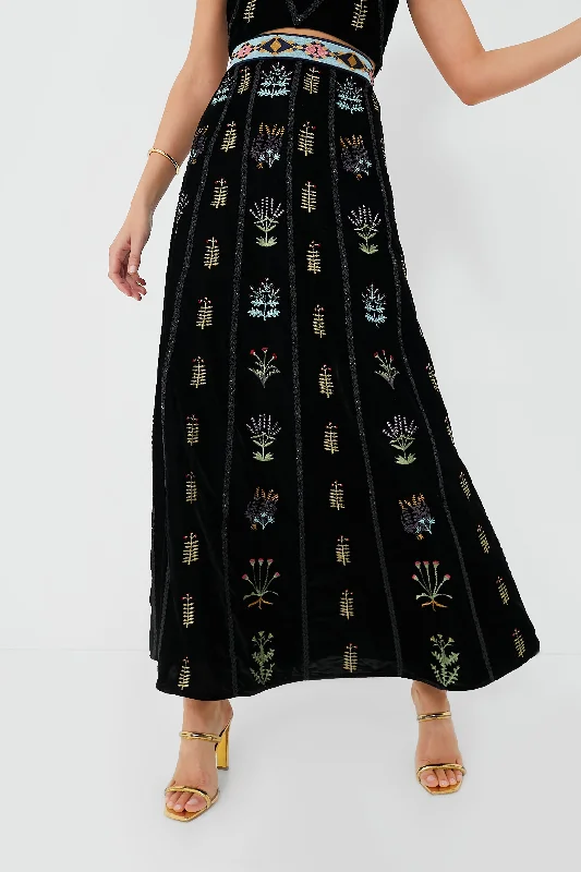 Black Camille Agra Embroidered Skirt A-line unclassified skirts