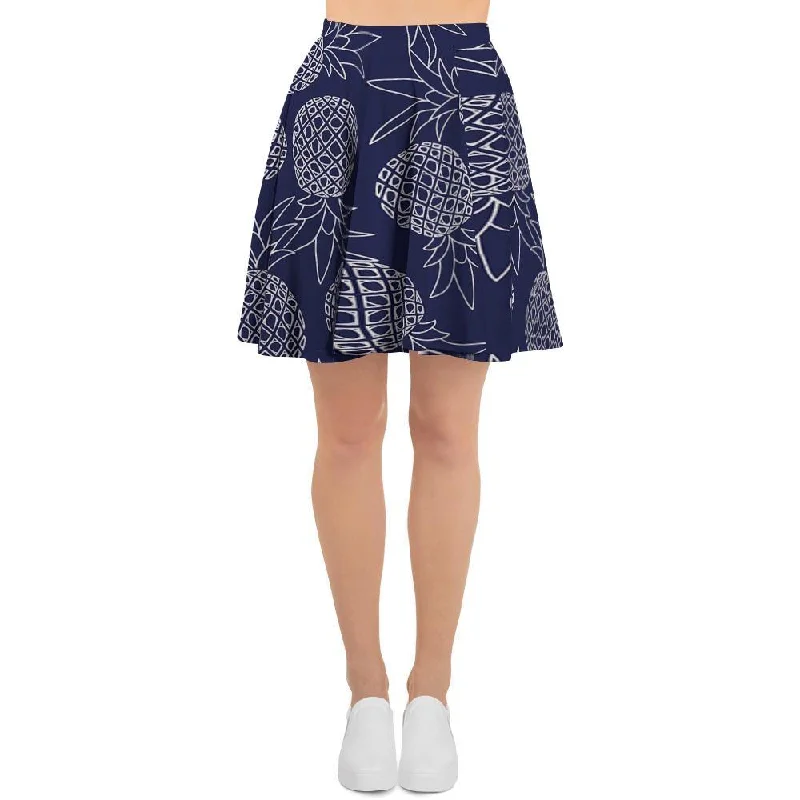 Blue Pine Pineapple Print Women's Skirt Casual unclassified skirts