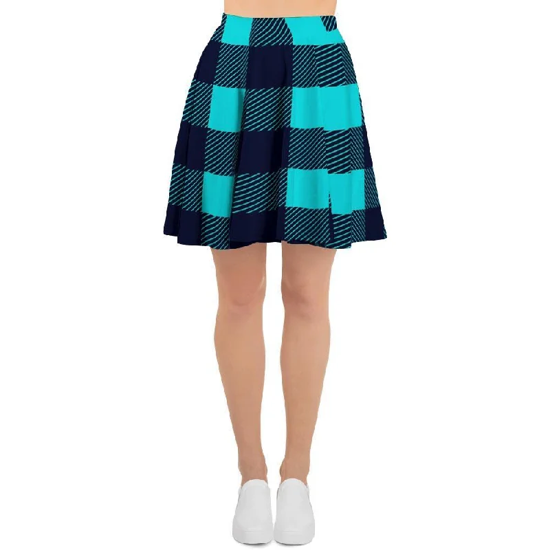 Blue Plaid Print Women's Skirt Club unclassified skirts