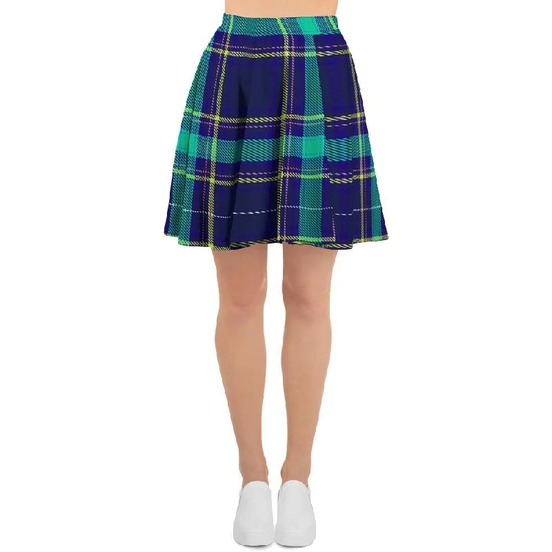 Blue Plaid Tartan Print Women's Skirt Bright color unclassified skirts