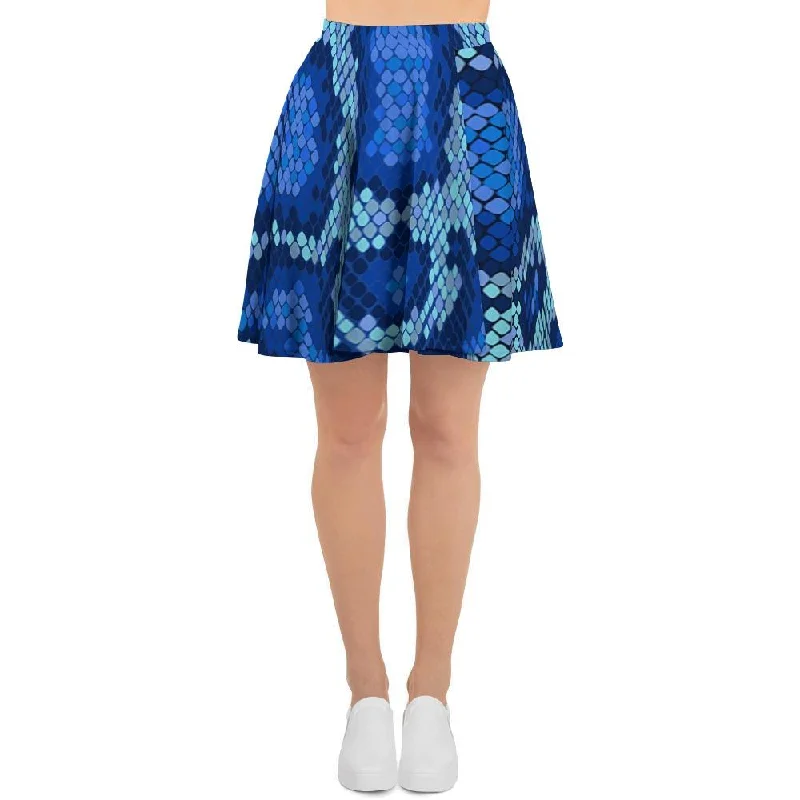 Blue Snakeskin Print Women's Skirt Fall unclassified skirts