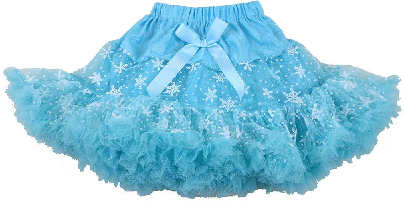 Fluffy Baby Blue Snowflake Tutu Leather unclassified skirts