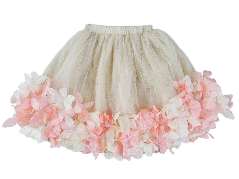 Ivory 3-D Floral Trim Tutu Skirt Mesh unclassified skirts