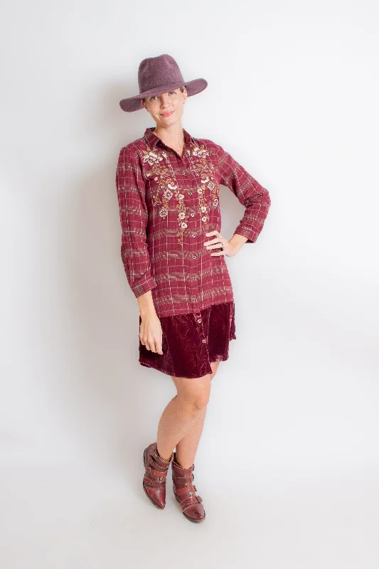 "Daphne" Rust Plaid Midi Dress Smocked midi dresses