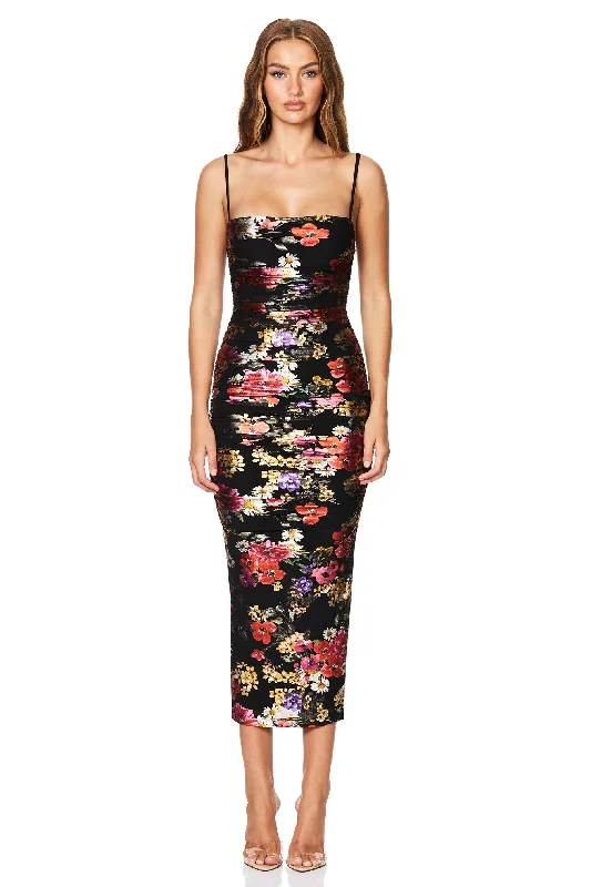 Nookie Electric Floral Midi Dress - Floral Boho midi dresses