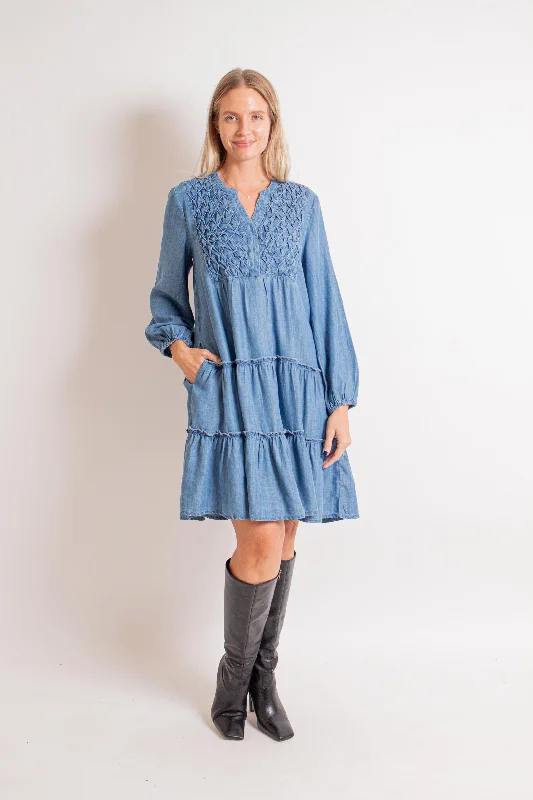 Denim Tencel Midi Dress Comfortable midi dresses for everyday wear