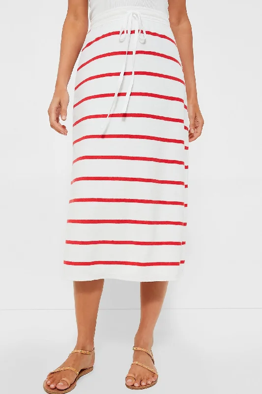 White and Flame Stripe Terry Towel Skirt Popular unclassified skirts