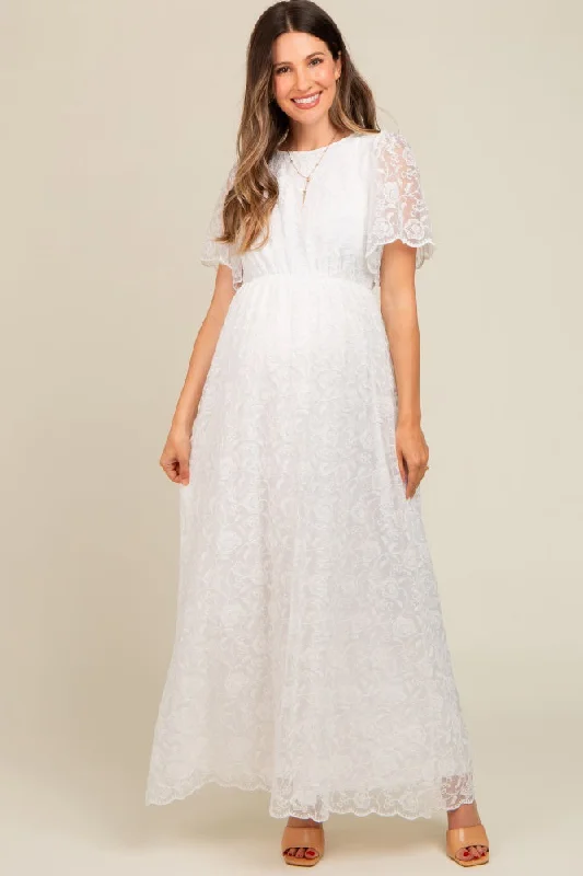 White Lace Sheer Lace Back Maternity Maxi Dress ASOS maxi dresses