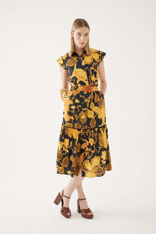 Floral-Print Shirt Dress with Belt Best floral dresses for tall women