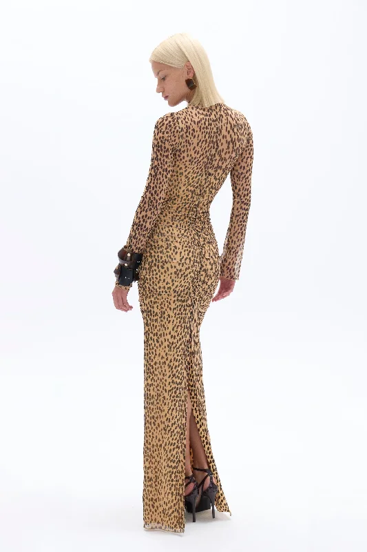 Leopard Print Long Sleeve Dress Sexy floral print dresses