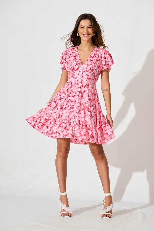 Lovina Dress In Pink Floral Brunch floral dresses