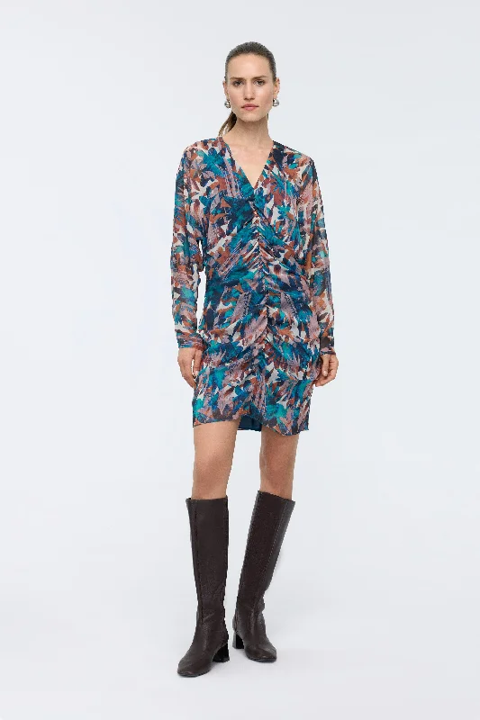 Patterned Brick V-Neck Dress Floral dresses under $100