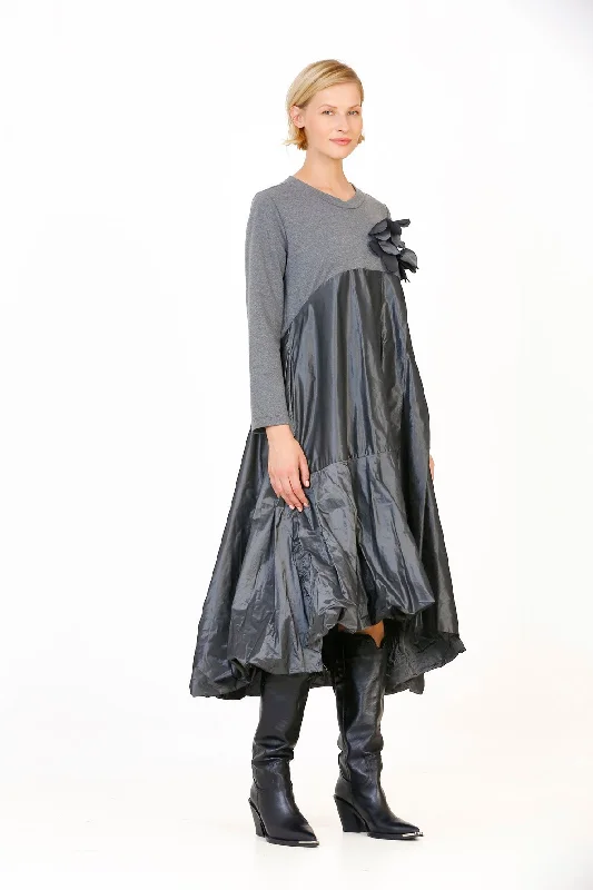 Taffeta Floral Dress - Anthracite Urban Outfitters floral dresses