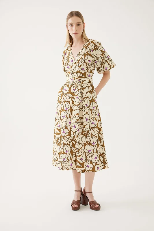 Floral-Print Front Tie Shirt Dress Flowy floral dresses