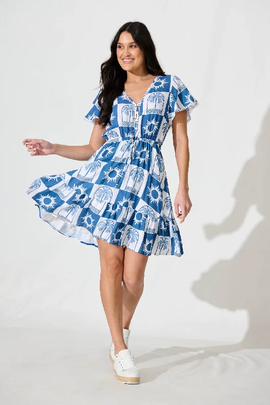 Tara Dress In Navy With White Print Best floral dresses for plus size