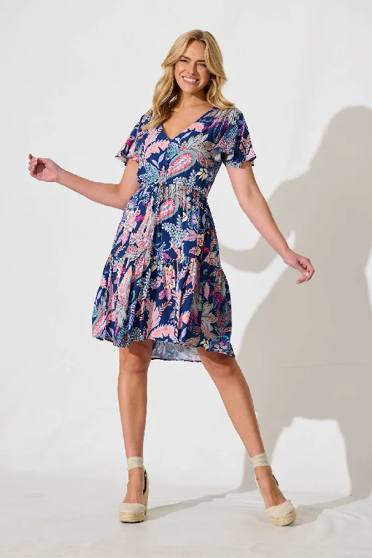 Tuesday Dress in Blue Multi Floral A-line floral dresses