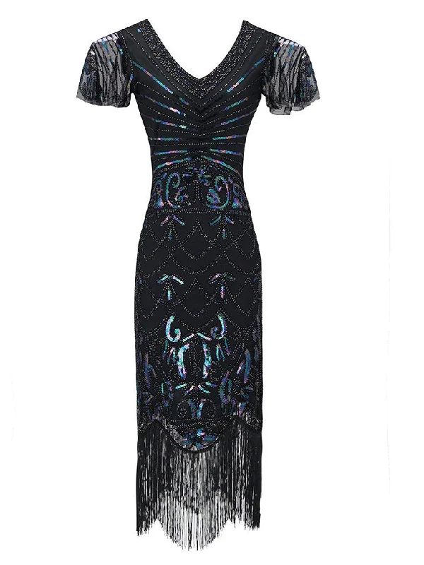 1920S Fringed Flapper Gatsby Dress Polka dot unclassified dresses