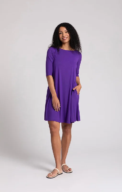 Bamboo Nu Trapeze Dress, Elbow Sleeves Breathable unclassified dresses