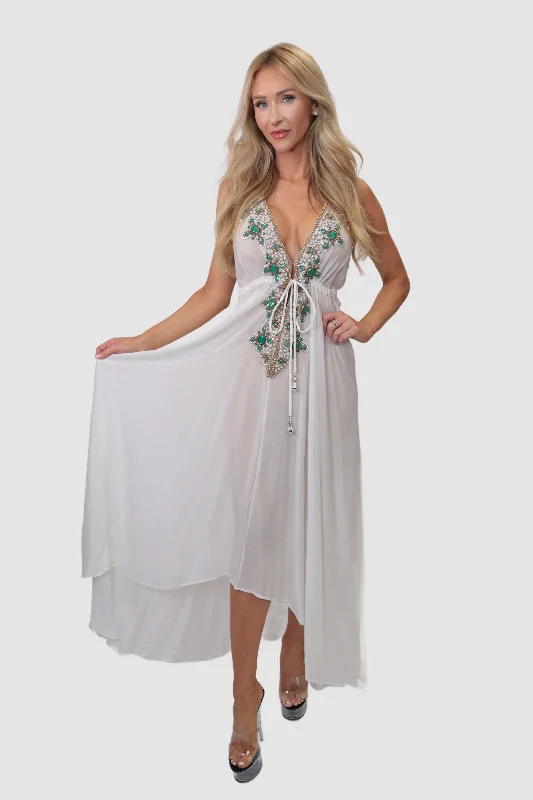 Capri White/Green Dress Cocktail unclassified dresses