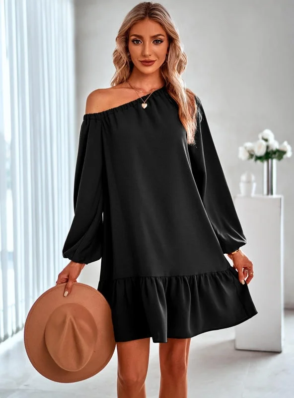 Casual Solid Color Flounce Dress Casual unclassified dresses