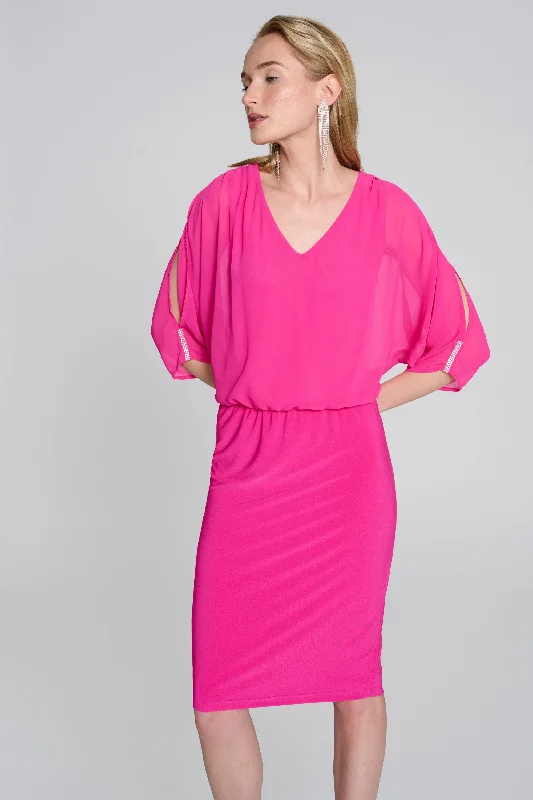 Chiffon And Silky Knit Blouson Dress Budget-friendly unclassified dresses